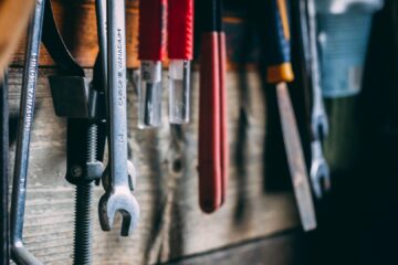 tools hanging in a shed
